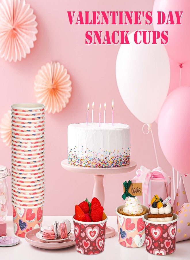 Remerry 100 Pcs 8 oz Valentines Day Snack Cups Heart Party Paper Cup Valentines Day Bowls Valentines Heart Disposable Paper Dessert Ice Cream Bowl for Treats Cupcakes Party Favor Supplies Decor - Image 2